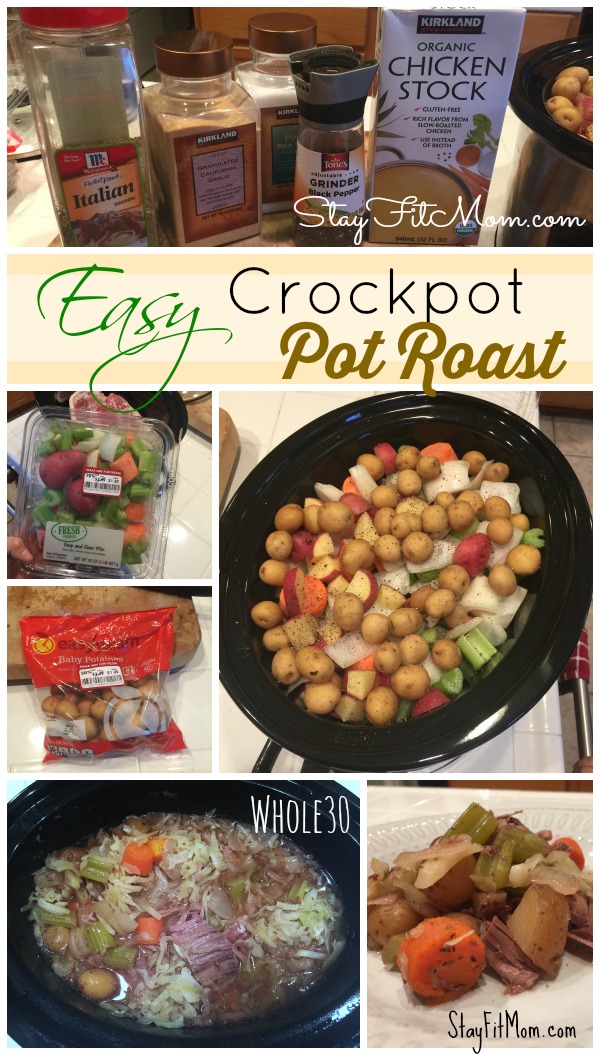 Easy Crockpot Pot Roast prepared in 5 minutes!