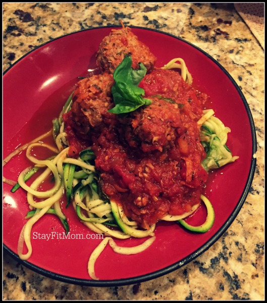 Easy Whole30 meatballs with zucchini noodles.