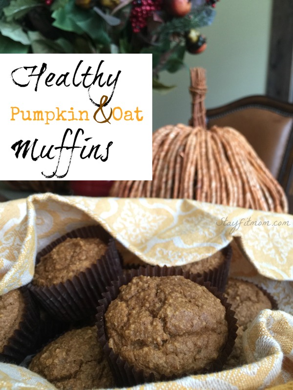 Gluten free, healthy pumpkin oatmeal muffins! These are perfect for breakfast or a healthy snack.