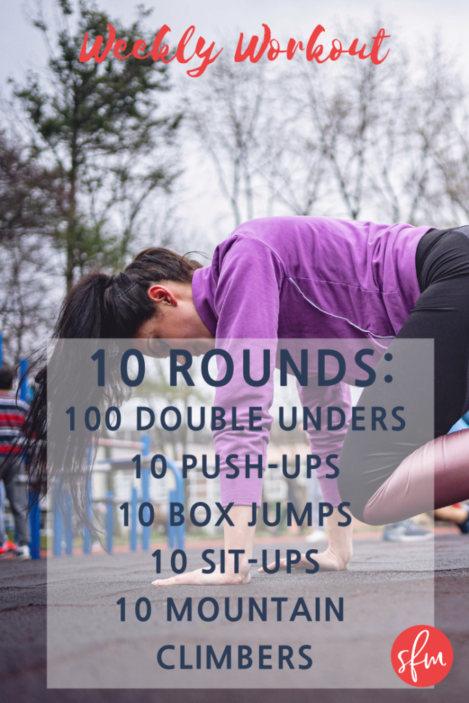 Crossfit style home workouts that require little to no equipment. #stayfitmom #crossfit #homeworkout 