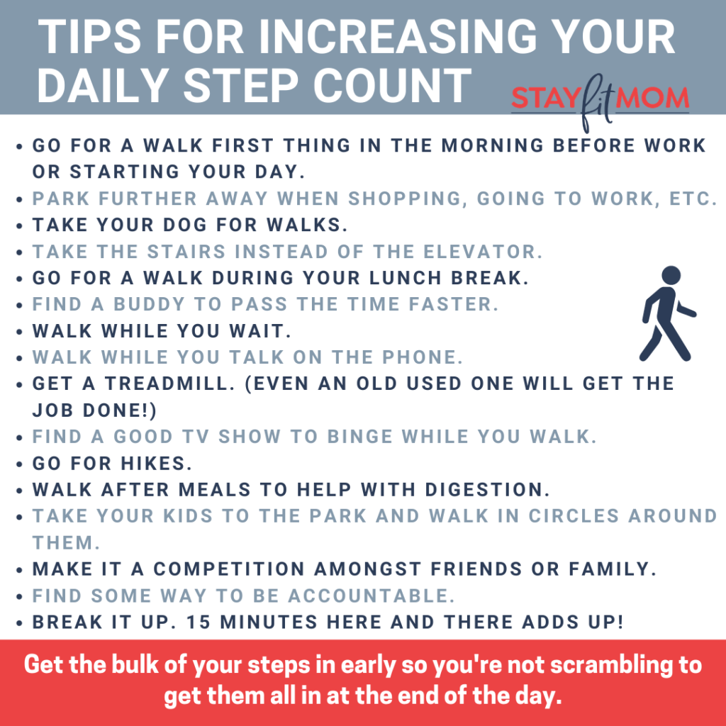 Great tips for getting more steps in your day #stayfitmom #steps #stepcount