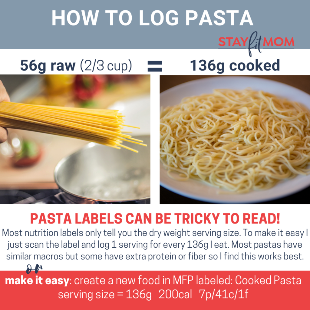 How to calculate the macros of pasta #macros #macrodiet #stayfitmom 
