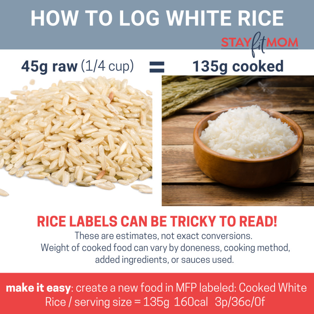 How to calculate the macros of white rice #stayfitmom #macros #macrodiet