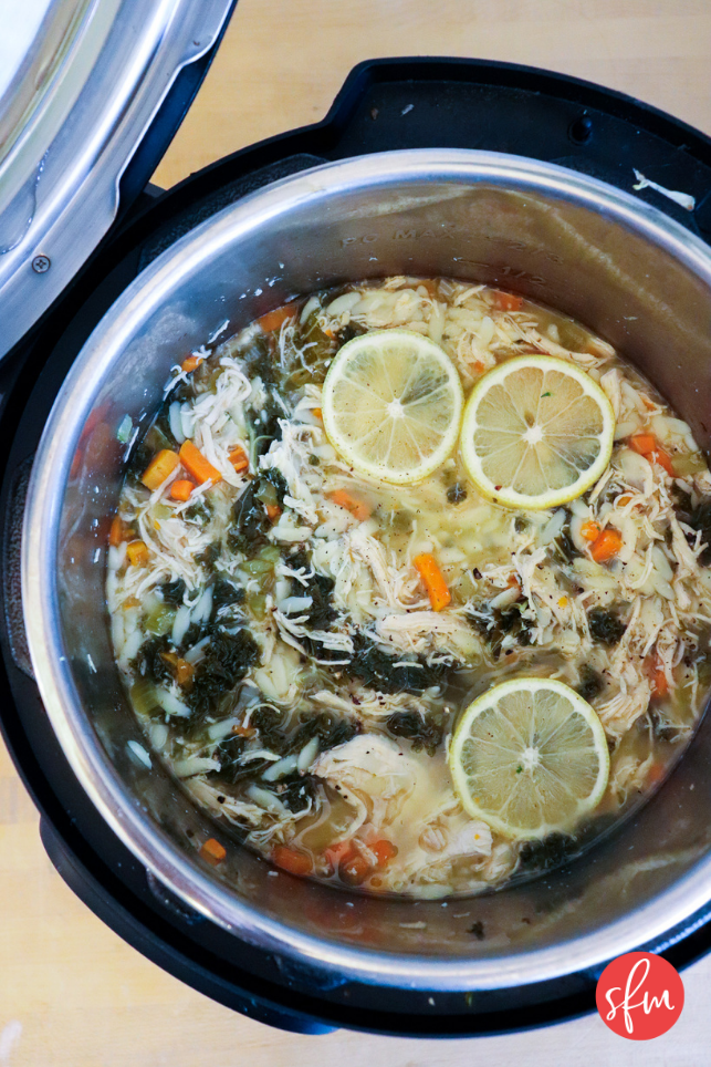High Protein Lemon Chicken Orzo Soup #stayfitmom #onepotsoup #soup #orzosoup
