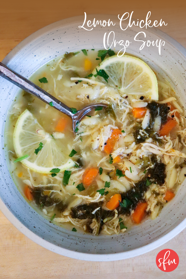 High Protein Lemon Chicken Orzo Soup #stayfitmom #onepotsoup #soup #orzosoup