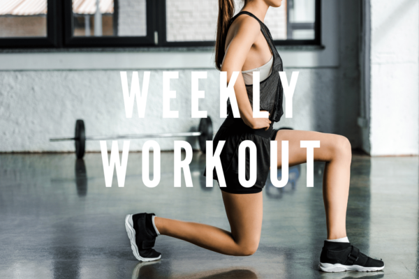 Girl doing lunges in a workout.