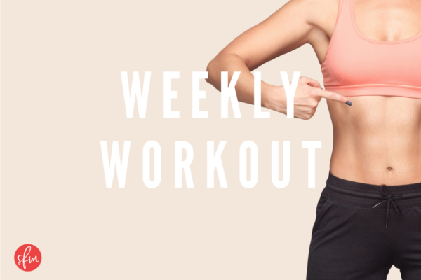 Picture pointing to abs for the core workout.