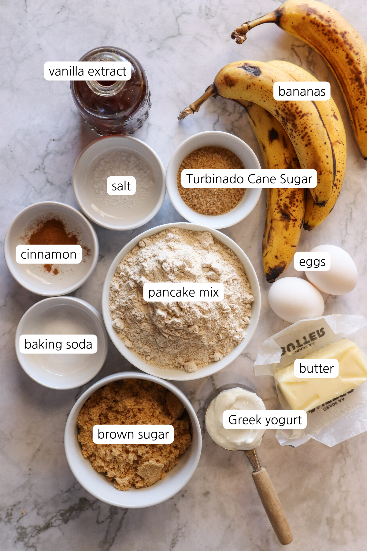 Banana Bread image of ingredients.