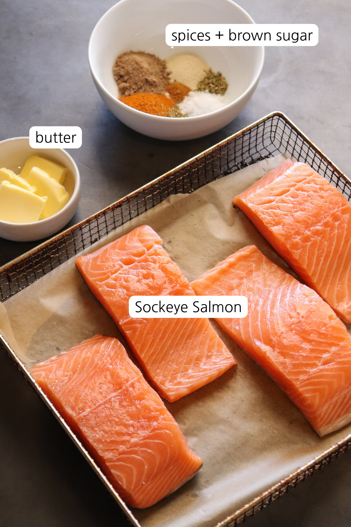 Image showing salmon, butter, and spices with brown sugar.