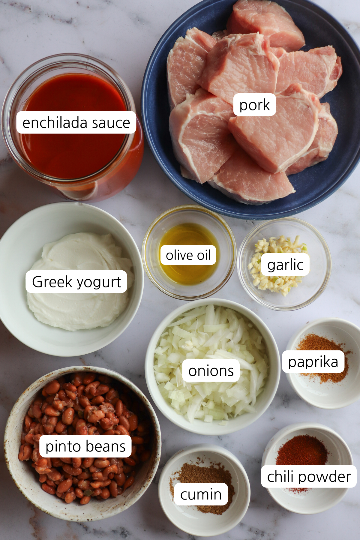 Enchilada stew showing image of ingredients.