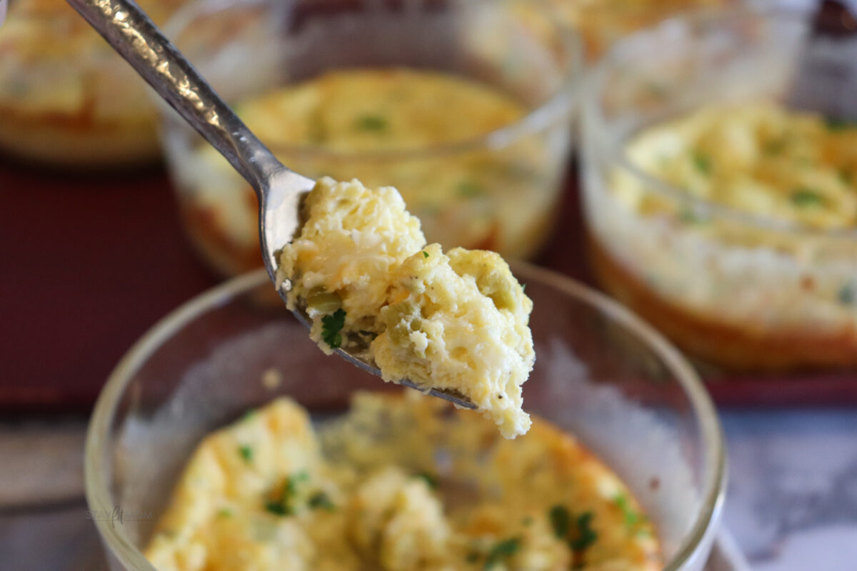 Green Chile Egg Casseroles showing the perfect bite!