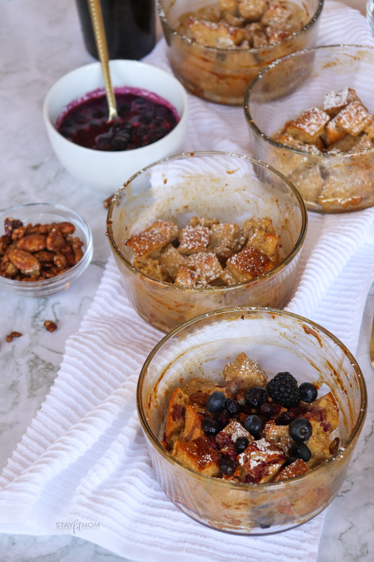 French Toast Bakes showing finished meal topped with berries.