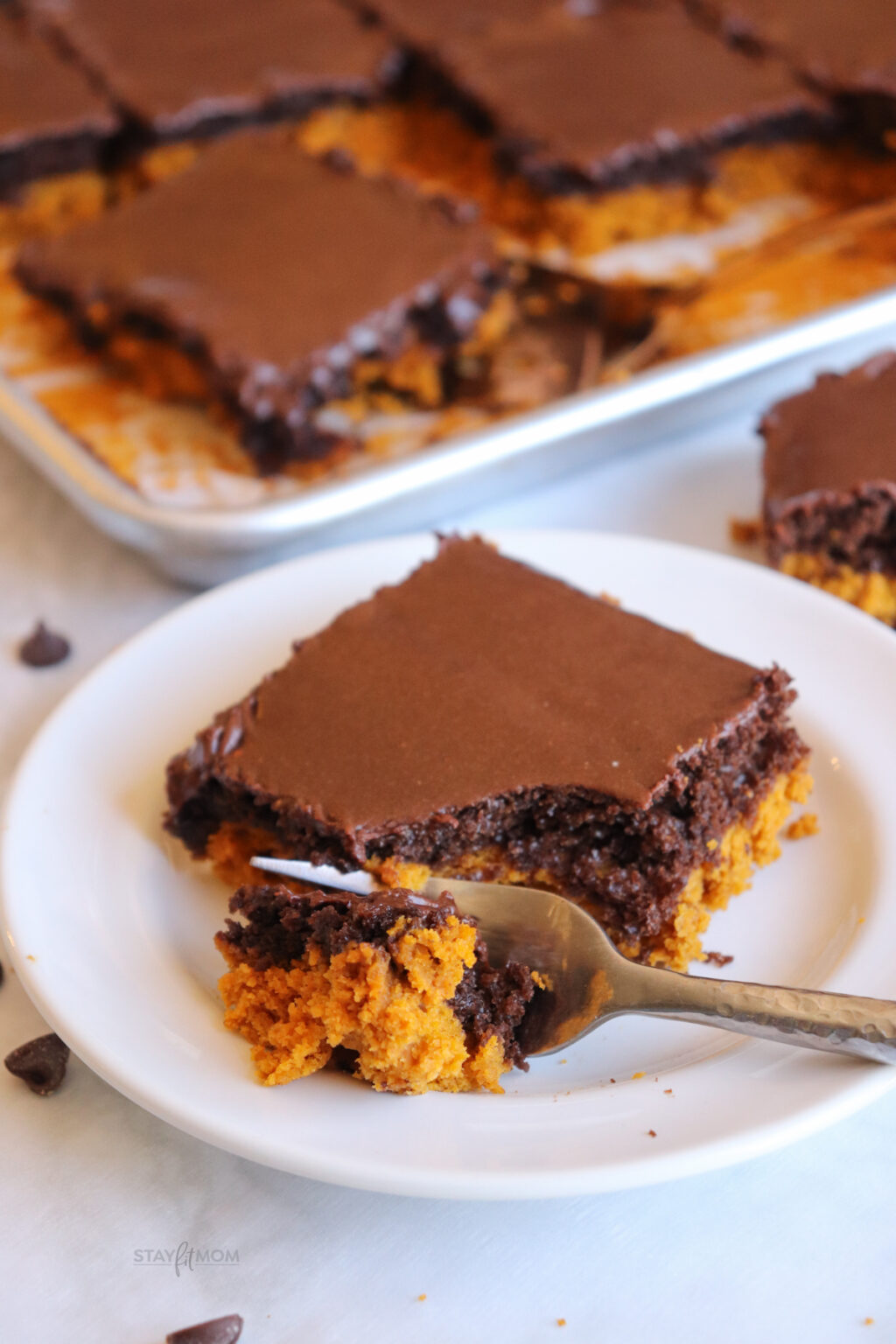 Pumpkin Chocolate Sheet Cake - Stay Fit Mom