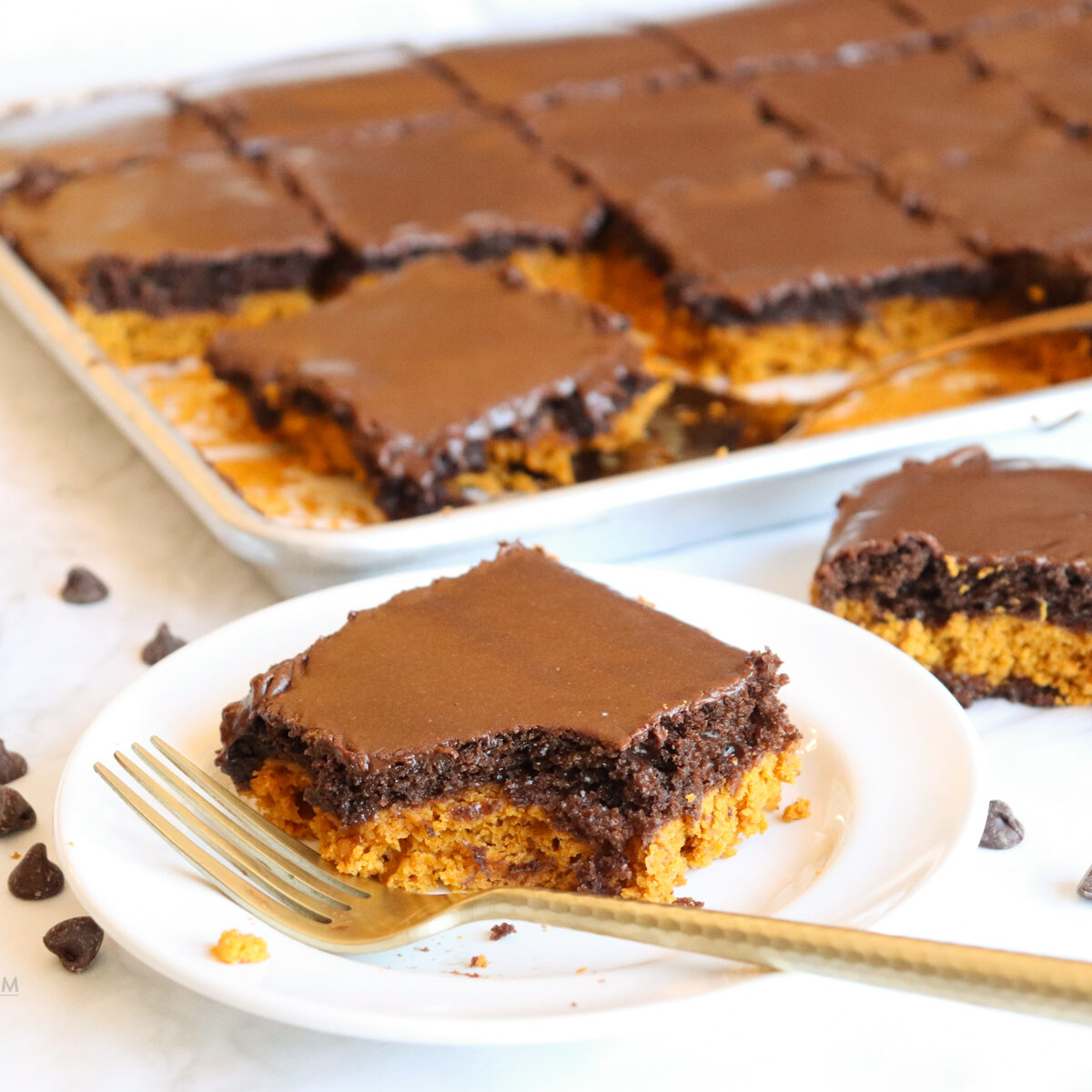 Pumpkin Chocolate Sheet Cake - Stay Fit Mom