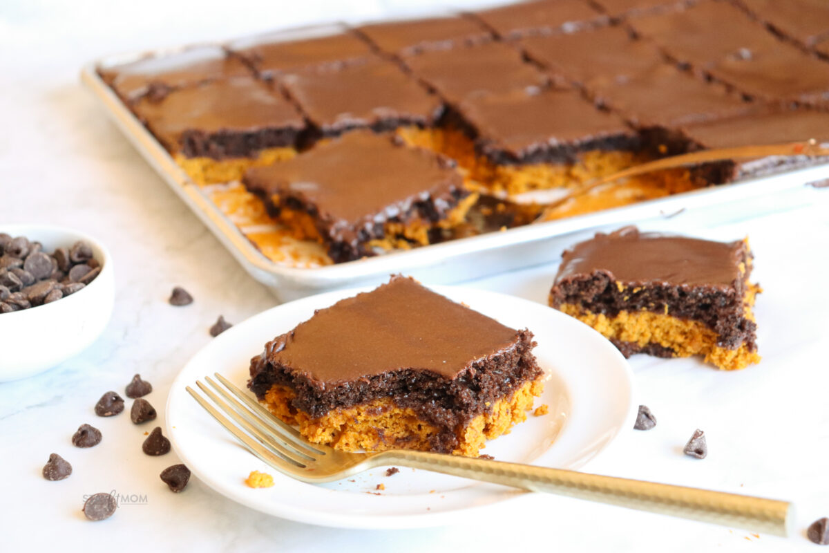 Pumpkin Chocolate Sheet Cake - Stay Fit Mom